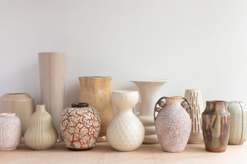 Collection of pastel coloured vases